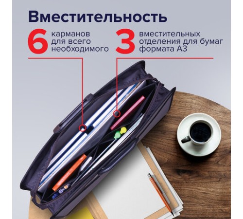 Папка-портфель пластиковая БОЛЬШОГО ФОРМАТА BRAUBERG 