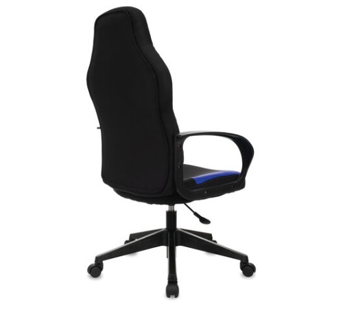 Кресло компьютерное BRABIX "Alpha GM-018", ткань/экокожа, черное/синее, 532638, GM-018_532638 Кресло компьютерное BRABIX "Alpha GM-018", ткань/экокожа, черное/синее, 532638, GM-018_532638
