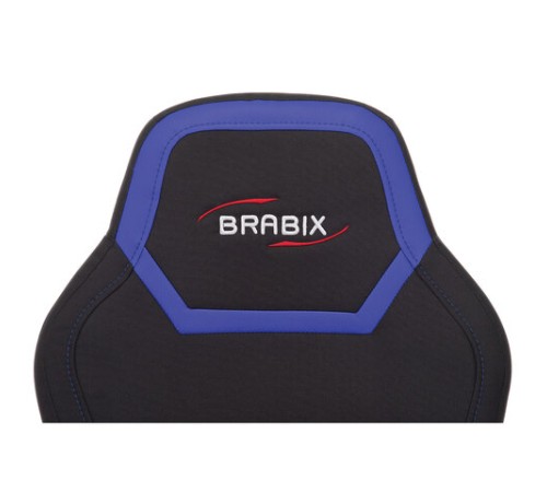 Кресло компьютерное BRABIX "Alpha GM-018", ткань/экокожа, черное/синее, 532638, GM-018_532638 Кресло компьютерное BRABIX "Alpha GM-018", ткань/экокожа, черное/синее, 532638, GM-018_532638