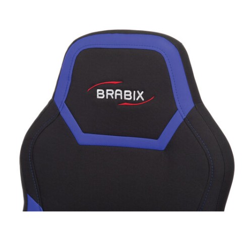 Кресло компьютерное BRABIX "Alpha GM-018", ткань/экокожа, черное/синее, 532638, GM-018_532638 Кресло компьютерное BRABIX "Alpha GM-018", ткань/экокожа, черное/синее, 532638, GM-018_532638