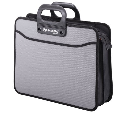 Папка-портфель пластиковая BRAUBERG ПРЕМЬЕР А4 (390х315х120 мм), 3 отделения, фактура 