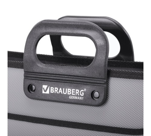 Папка-портфель пластиковая BRAUBERG ПРЕМЬЕР А4 (390х315х120 мм), 3 отделения, фактура 