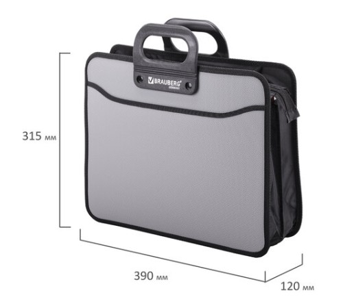 Папка-портфель пластиковая BRAUBERG ПРЕМЬЕР А4 (390х315х120 мм), 3 отделения, фактура 