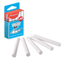 Мелки MAPED (Франция), набор 10 шт., белые, круглые, специальная формула 