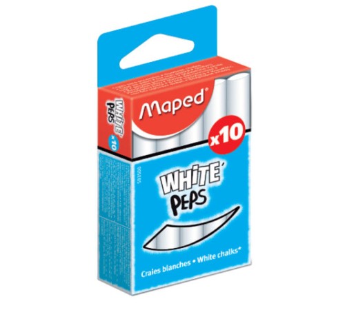 Мелки MAPED (Франция), набор 10 шт., белые, круглые, специальная формула 