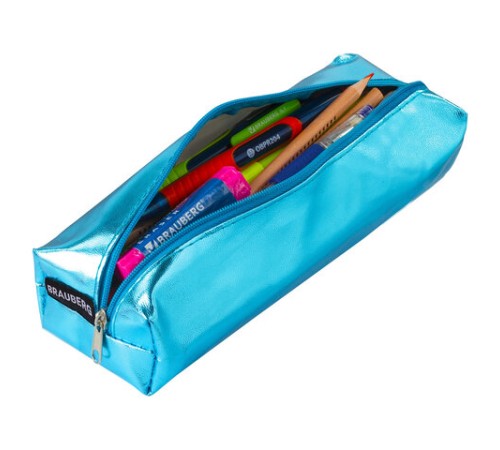 Пенал-косметичка BRAUBERG под искусственую кожу, ассорти 5 цветов, 