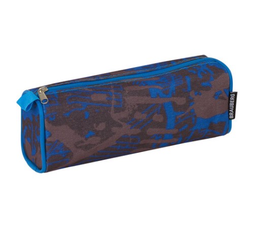 Пенал-косметичка BRAUBERG полиэстер, серый/голубой, 