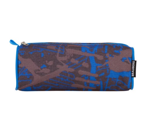 Пенал-косметичка BRAUBERG полиэстер, серый/голубой, 