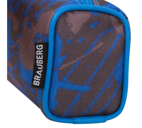 Пенал-косметичка BRAUBERG полиэстер, серый/голубой, 