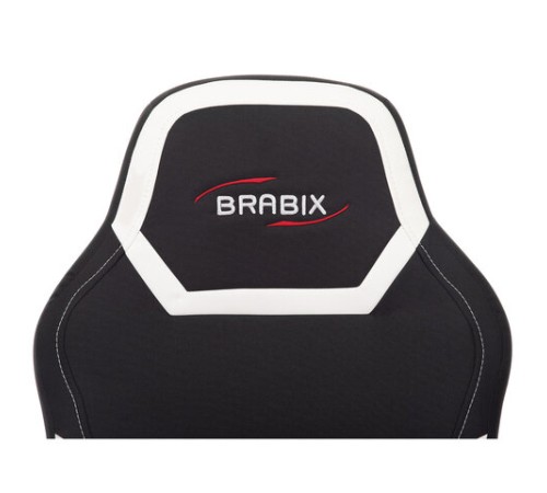 Кресло компьютерное BRABIX "Alpha GM-018", ткань/экокожа, черное/белое, 532640, GM-018_532640