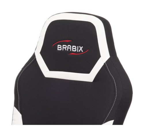 Кресло компьютерное BRABIX "Alpha GM-018", ткань/экокожа, черное/белое, 532640, GM-018_532640