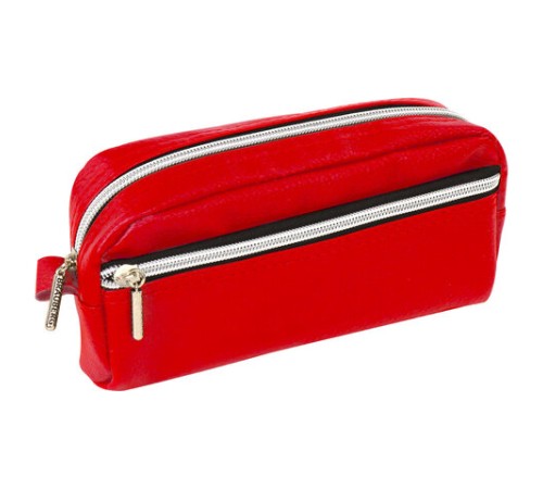 Пенал-косметичка BRAUBERG под фактурную кожу, ассорти, коричневый, красный, черный, 