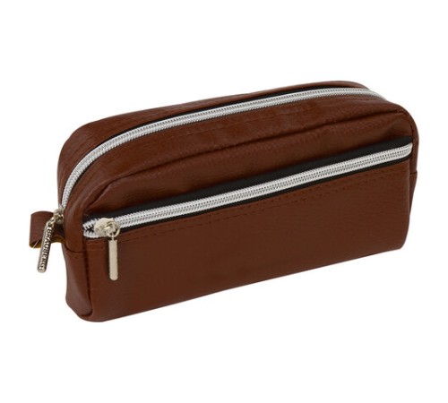 Пенал-косметичка BRAUBERG под фактурную кожу, ассорти, коричневый, красный, черный, 