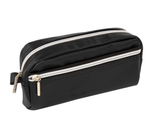 Пенал-косметичка BRAUBERG под фактурную кожу, ассорти, коричневый, красный, черный, 