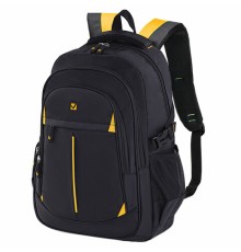 Рюкзак BRAUBERG TITANIUM универсальный, 3 отделения, черный, желтые вставки, 45х28х18 см, 224385