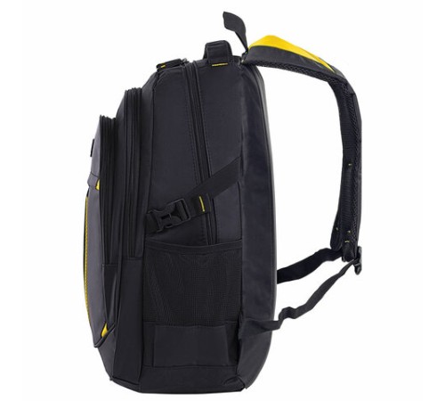 Рюкзак BRAUBERG TITANIUM универсальный, 3 отделения, черный, желтые вставки, 45х28х18 см, 224385