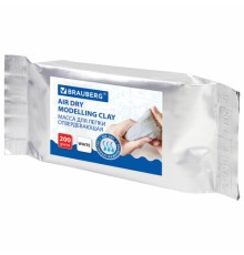 Паста (масса) для лепки BRAUBERG, самозатвердевающая, 200 г, натуральный белый, ВЫСШЕЕ КАЧЕСТВО, 224441