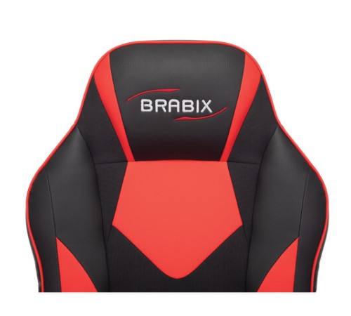 Кресло компьютерное BRABIX "Game GM-017", экокожа/ткань, черное/красное, 532642, GM-017_532642