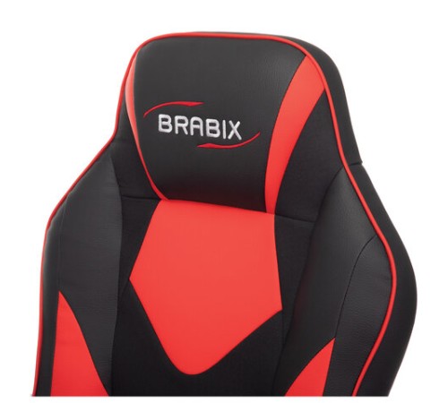 Кресло компьютерное BRABIX "Game GM-017", экокожа/ткань, черное/красное, 532642, GM-017_532642