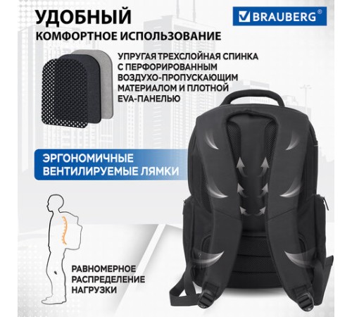 Рюкзак BRAUBERG FUNCTIONAL с отделением для ноутбука, 2 отделения, карман-антивор, 