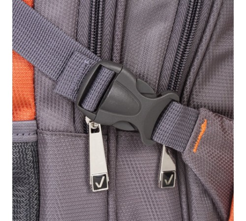 Рюкзак BRAUBERG DELTA универсальный, 3 отделения, серый/оранжевый, 