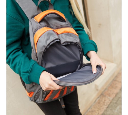 Рюкзак BRAUBERG DELTA универсальный, 3 отделения, серый/оранжевый, 