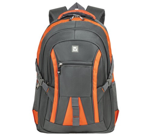 Рюкзак BRAUBERG DELTA универсальный, 3 отделения, серый/оранжевый, 