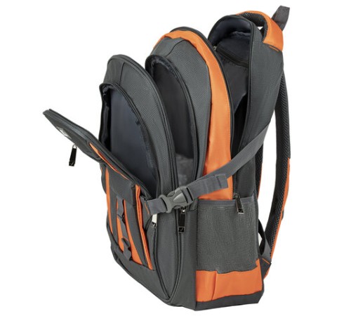 Рюкзак BRAUBERG DELTA универсальный, 3 отделения, серый/оранжевый, 