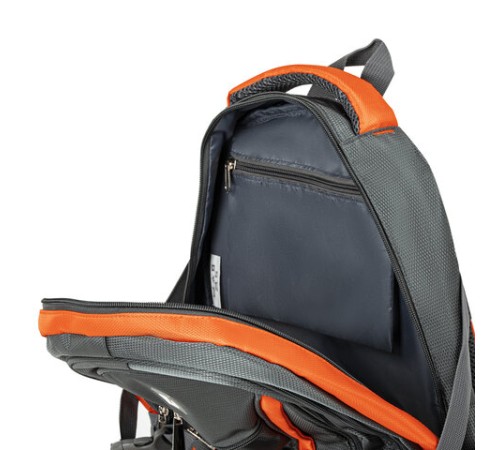 Рюкзак BRAUBERG DELTA универсальный, 3 отделения, серый/оранжевый, 
