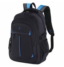 Рюкзак BRAUBERG TITANIUM универсальный, 3 отделения, черный, синие вставки, 45х28х18 см, 224734