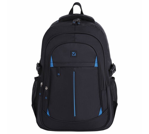 Рюкзак BRAUBERG TITANIUM универсальный, 3 отделения, черный, синие вставки, 45х28х18 см, 224734