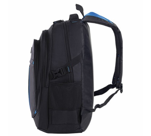 Рюкзак BRAUBERG TITANIUM универсальный, 3 отделения, черный, синие вставки, 45х28х18 см, 224734