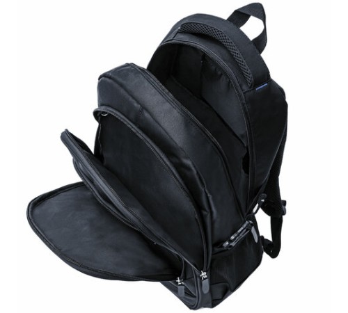 Рюкзак BRAUBERG TITANIUM универсальный, 3 отделения, черный, синие вставки, 45х28х18 см, 224734