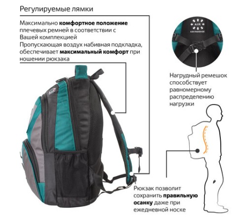 Рюкзак BRAUBERG DELTA универсальный, 2 отделения, с отделением для ноутбука, 