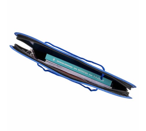 Папка на молнии пластиковая с ручками BRAUBERG, А4, 350х270х45 мм, фактура бисер, синяя, 225163