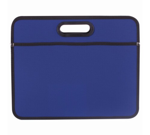 Сумка пластиковая BRAUBERG, А4+, 390х315х70 мм, на молнии, внешний карман, фактура бисер, синяя, 225167