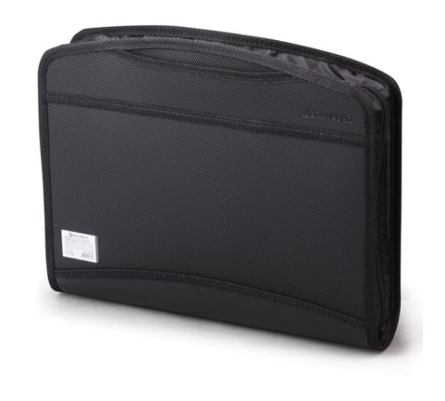 Папка-портфель пластиковая BRAUBERG А4+ (355х290х60 мм), выдвижные ручки, 9 отделений, 1 карман, черная, 225168