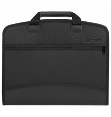 Папка-портфель пластиковая BRAUBERG А4+ (375х305х60 мм), 4 отделения, 2 кармана, на молнии, черный, 225169