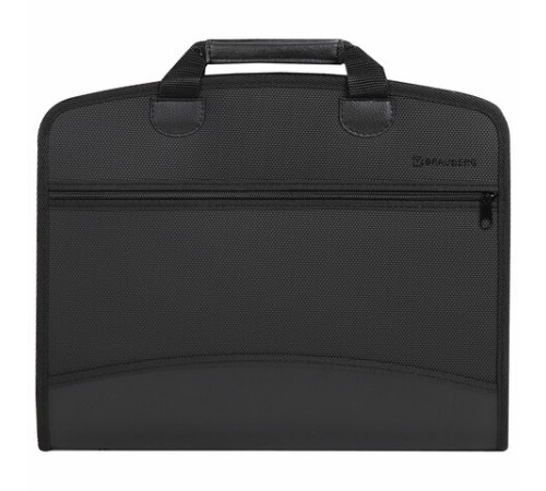 Папка-портфель пластиковая BRAUBERG А4+ (375х305х60 мм), 4 отделения, 2 кармана, на молнии, черный, 225169