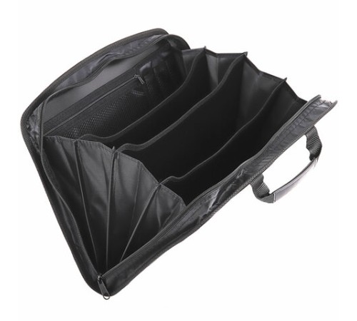 Папка-портфель пластиковая BRAUBERG А4+ (375х305х60 мм), 4 отделения, 2 кармана, на молнии, черный, 225169