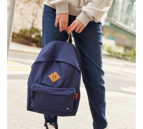 Рюкзак BRAUBERG СИТИ-ФОРМАТ один тон, универсальный, синий, 41х32х14 см, 225373