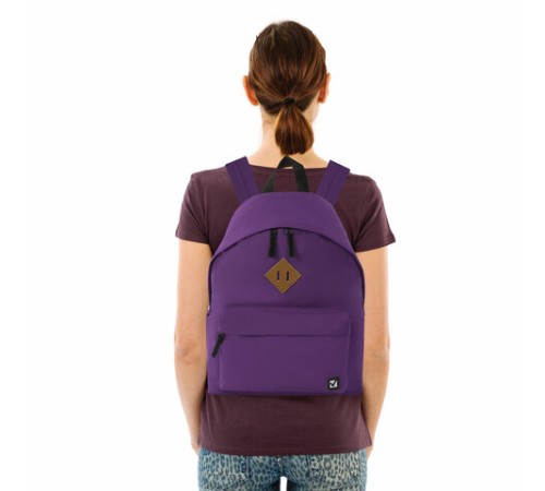Рюкзак BRAUBERG СИТИ-ФОРМАТ один тон, универсальный, фиолетовый, 41х32х14 см, 225376