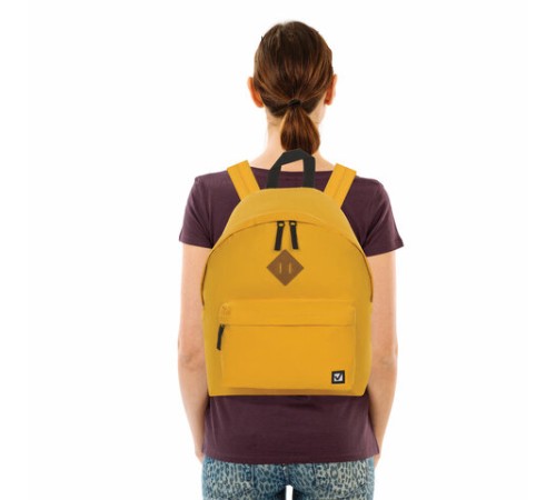Рюкзак BRAUBERG СИТИ-ФОРМАТ один тон, универсальный, желтый, 41х32х14 см, 225378