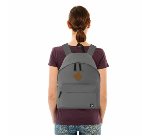 Рюкзак BRAUBERG СИТИ-ФОРМАТ один тон, универсальный, серый, 41х32х14 см, 225380