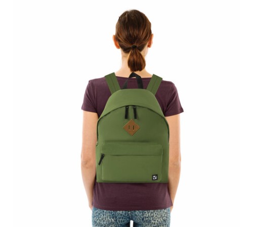 Рюкзак BRAUBERG СИТИ-ФОРМАТ один тон, универсальный, зеленый, 41х32х14 см, 225382