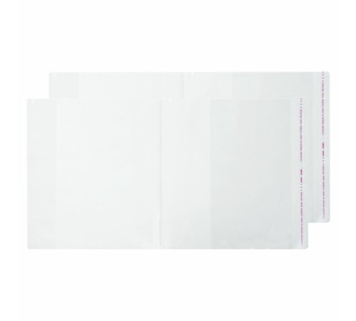 Обложки ПП для учебников МАЛОГО ФОРМАТА, КОМПЛЕКТ 5 шт., КЛЕЙКИЙ КРАЙ, 80 мкм, 232х400 мм, универсальные, прозрачные, 16.13/5