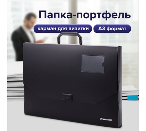 Папка-портфель пластиковая БОЛЬШОГО ФОРМАТА BRAUBERG 