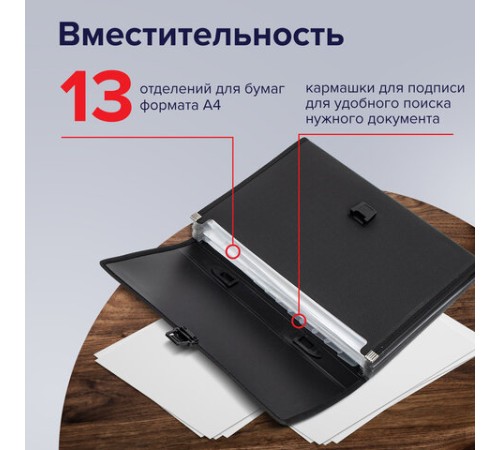 Папка-портфель пластиковая BRAUBERG 