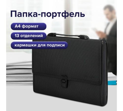 Папка-портфель пластиковая BRAUBERG 