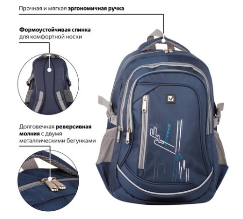 Рюкзак BRAUBERG HIGH SCHOOL универсальный, 3 отделения, 